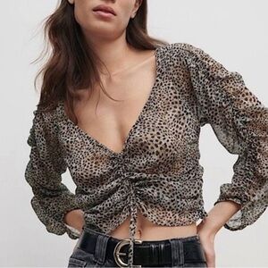 Zara Sheer Leopard Print Blouse